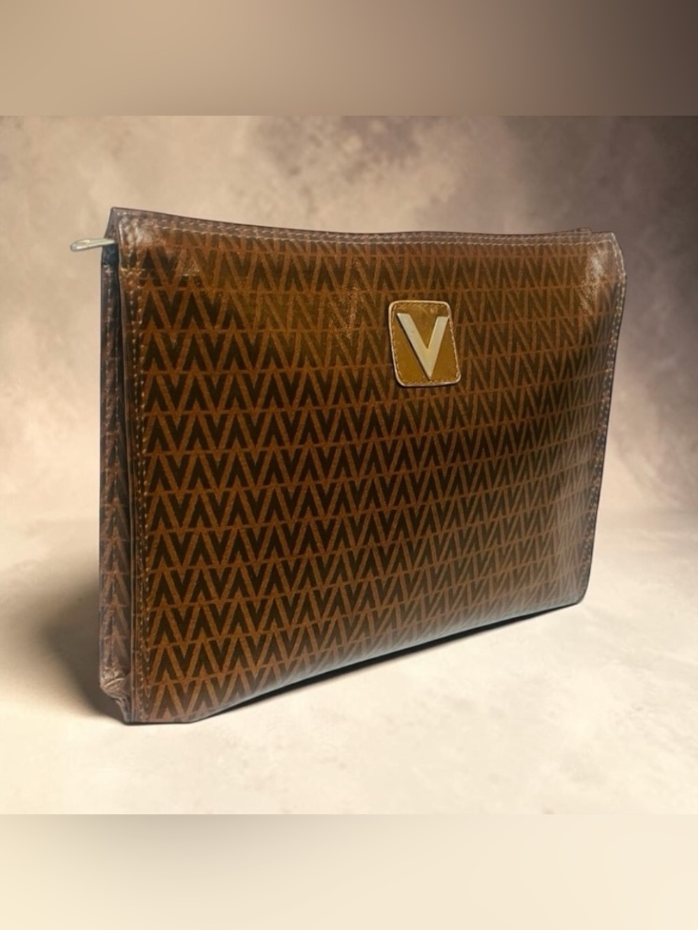 Mario Valentino Monogram Brown Clutch - Picture 12 of 14
